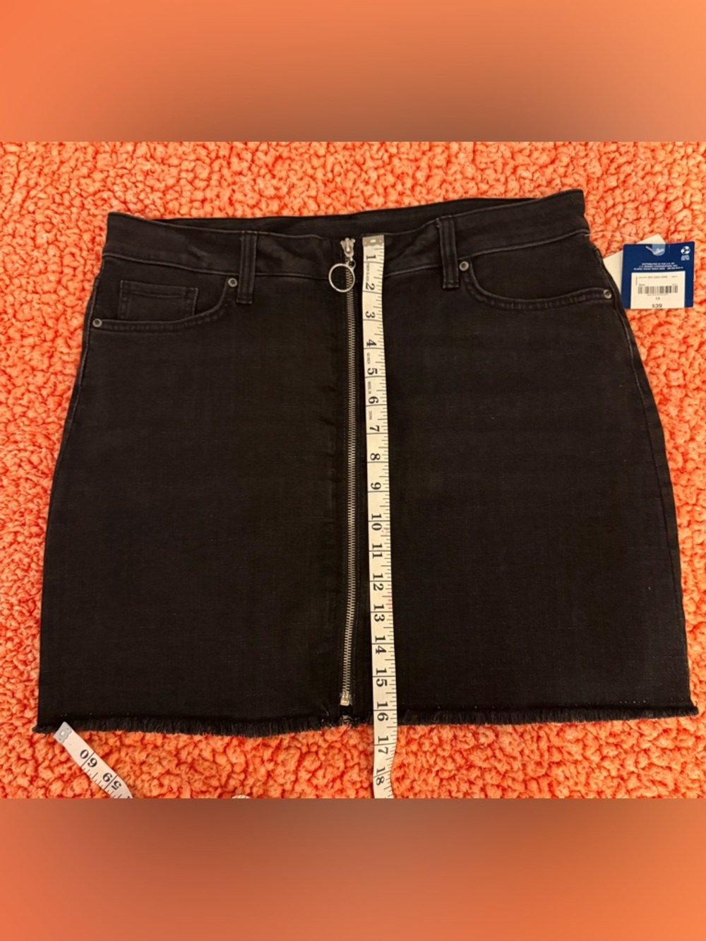 Arizona Black Denim Mini Skirt with Front Zip